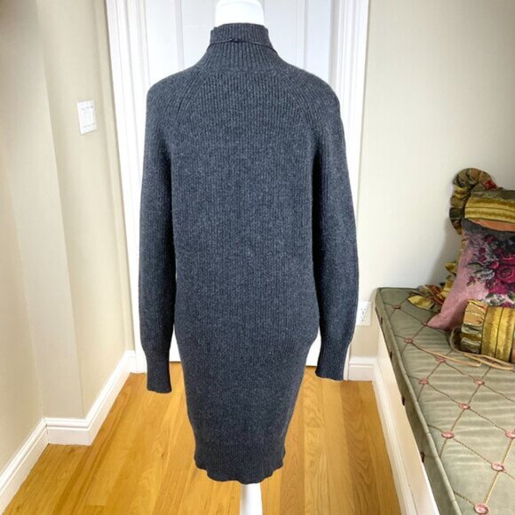 Boden Dress Knit Sweater Dress Wool Alpaca Blend Ribbed Mock Neck Gray (6) - Picture 3 of 8
